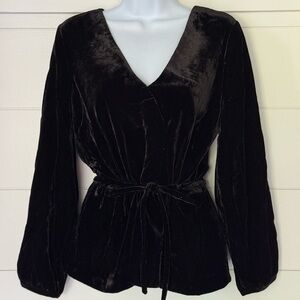 J. Crew Black Velvet Wrap Blouse, Women’s 6